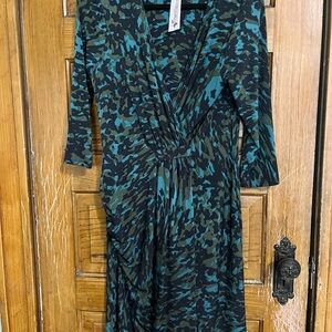 3/4 sleeve gathered waist dress